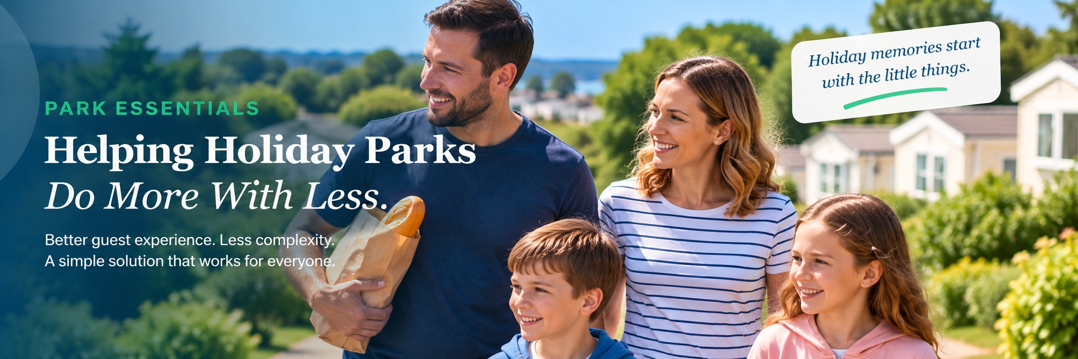 Illustrative family enjoying a holiday park stay